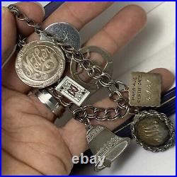 Vintage Sterling Silver Charm Bracelet With Charms
