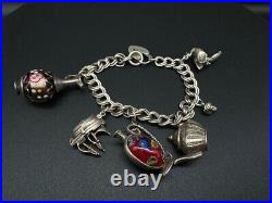 Vintage Sterling Silver Charm Bracelet With Murano Glass Charms 39g