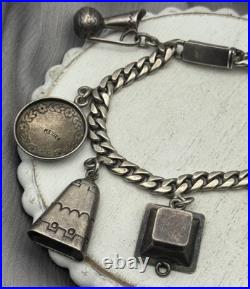 Vintage Sterling Silver Charm Bracelet from Mexico Eagle 9 +