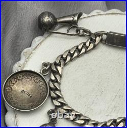 Vintage Sterling Silver Charm Bracelet from Mexico Eagle 9 +