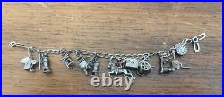 Vintage Sterling Silver Charm Bracelet with 11 RARE World Travel Charms