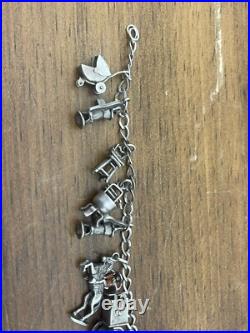 Vintage Sterling Silver Charm Bracelet with 11 RARE World Travel Charms
