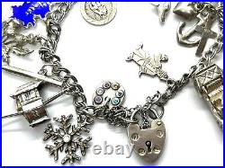 Vintage Sterling Silver Charm Bracelet with 19 Charms 40 grams