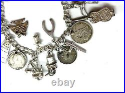 Vintage Sterling Silver Charm Bracelet with 21 Charms 40 grams