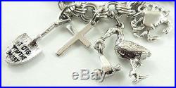 Vintage Sterling Silver Charm Bracelet with Safety Clasp & 23 Charms