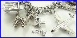 Vintage Sterling Silver Charm Bracelet with Safety Clasp & 23 Charms