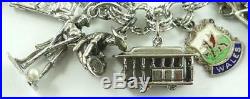 Vintage Sterling Silver Charm Bracelet with Safety Clasp & 26 Charms