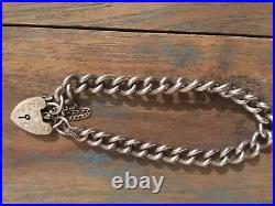 Vintage Sterling Silver Charm Bracelet with heart lock 4 available