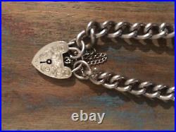 Vintage Sterling Silver Charm Bracelet with heart lock 4 available