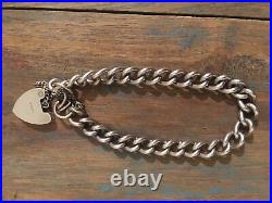 Vintage Sterling Silver Charm Bracelet with heart lock 4 available