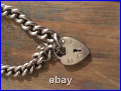 Vintage Sterling Silver Charm Bracelet with heart lock 4 available