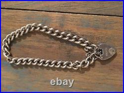 Vintage Sterling Silver Charm Bracelet with heart lock 4 available