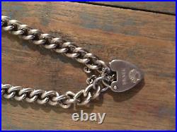 Vintage Sterling Silver Charm Bracelet with heart lock 4 available