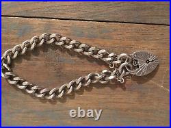 Vintage Sterling Silver Charm Bracelet with heart lock 4 available