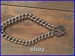 Vintage Sterling Silver Charm Bracelet with heart lock 4 available