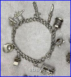 Vintage Sterling Silver Charm Bracelets Lot 40 Charms 5 Starter Bracelets