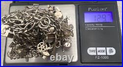 Vintage Sterling Silver Charm Bracelets Lot 40 Charms 5 Starter Bracelets