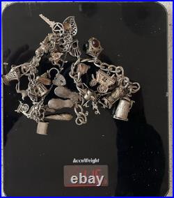 Vintage Sterling Silver Charm Bracelets x 2 with 28 charms