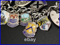 Vintage Sterling Silver Charm UK Souvenir Shield's Bracelet Enameled 800-925 Vintage Sterling Silver Charm UK Souvenir Shield's Bracelet Enameled 800-925