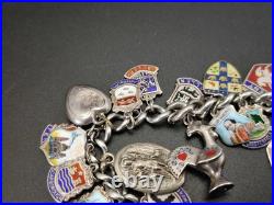 Vintage Sterling Silver Charm UK Souvenir Shield's Bracelet Enameled 800-925 Vintage Sterling Silver Charm UK Souvenir Shield's Bracelet Enameled 800-925