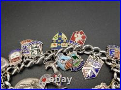 Vintage Sterling Silver Charm UK Souvenir Shield's Bracelet Enameled 800-925 Vintage Sterling Silver Charm UK Souvenir Shield's Bracelet Enameled 800-925