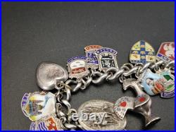 Vintage Sterling Silver Charm UK Souvenir Shield's Bracelet Enameled 800-925 Vintage Sterling Silver Charm UK Souvenir Shield's Bracelet Enameled 800-925