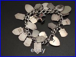 Vintage Sterling Silver Charm UK Souvenir Shield's Bracelet Enameled 800-925 Vintage Sterling Silver Charm UK Souvenir Shield's Bracelet Enameled 800-925
