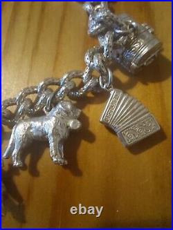Vintage Sterling Silver Charms Bracelet &6 Charms 55,3gr