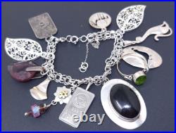 Vintage Sterling Silver Chunky Loaded Charm Bracelet 6 1/2