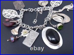 Vintage Sterling Silver Chunky Loaded Charm Bracelet 6 1/2