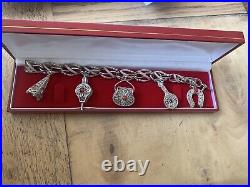 Vintage Sterling Silver Coral Charm Bracelet