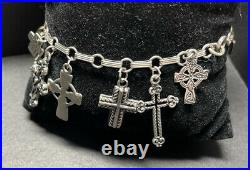 Vintage Sterling Silver Cross Charms Bracelet