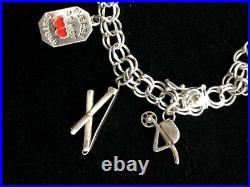 Vintage Sterling Silver Going Steady Enamel Clover Charm Bracelet 7.25
