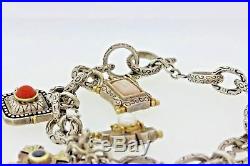 Vintage Sterling Silver & Gold Andrea Candela Charm Toggle Gemstone Bracelet MX