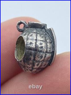 Vintage Sterling Silver Grenade Bracelet Charm By Designer John Atencio