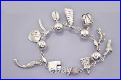 Vintage Sterling Silver Guatemalan Themed Mayan Charm 900 Bracelet 59g 8