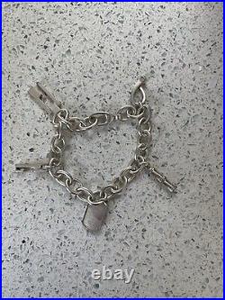 Vintage Sterling Silver Gucci Heavy Charm Bracelet With 4 Charms 1990