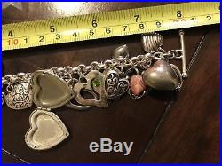 Vintage Sterling Silver Heart Charm Bracelet