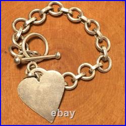 Vintage Sterling Silver Heart Tag Bracelet