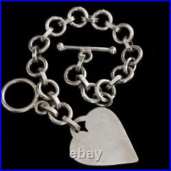 Vintage Sterling Silver Heart Tag Bracelet