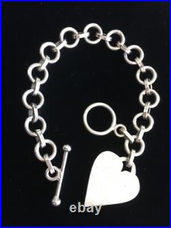 Vintage Sterling Silver Heart Tag Bracelet