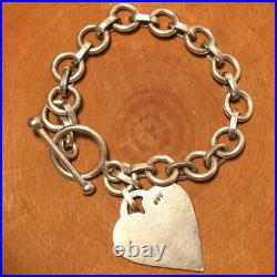 Vintage Sterling Silver Heart Tag Bracelet