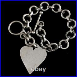 Vintage Sterling Silver Heart Tag Bracelet
