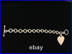 Vintage Sterling Silver Heart Tag Bracelet