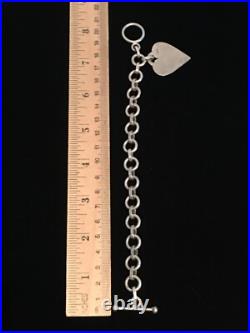 Vintage Sterling Silver Heart Tag Bracelet