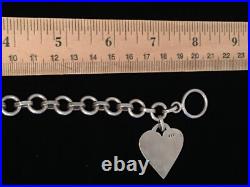 Vintage Sterling Silver Heart Tag Bracelet