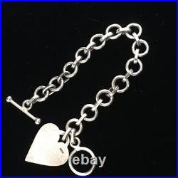 Vintage Sterling Silver Heart Tag Bracelet