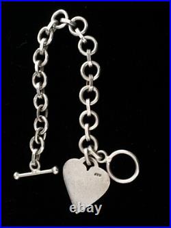 Vintage Sterling Silver Heart Tag Bracelet