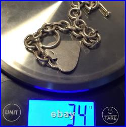 Vintage Sterling Silver Heart Tag Bracelet