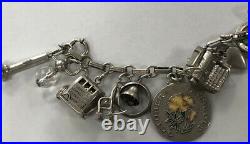 Vintage Sterling Silver Loaded Charm Bracelet 3D Movable Charms 19 Total